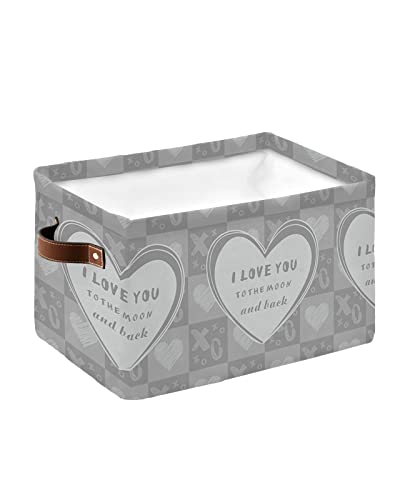 Large Capacity Storage Bins Valentine's Day I Love You to the Moon and Back Storage Cubes, Collapsible Storage Baskets for Organizing for Bedroom Living Room Shelves Home 15x11x9.5 In