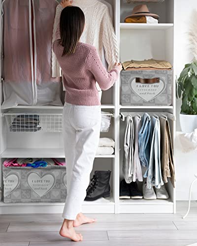 Large Capacity Storage Bins Valentine's Day I Love You to the Moon and Back Storage Cubes, Collapsible Storage Baskets for Organizing for Bedroom Living Room Shelves Home 15x11x9.5 In