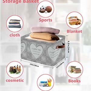 Large Capacity Storage Bins Valentine's Day I Love You to the Moon and Back Storage Cubes, Collapsible Storage Baskets for Organizing for Bedroom Living Room Shelves Home 15x11x9.5 In