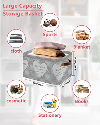 Large Capacity Storage Bins Valentine's Day I Love You to the Moon and Back Storage Cubes, Collapsible Storage Baskets for Organizing for Bedroom Living Room Shelves Home 15x11x9.5 In