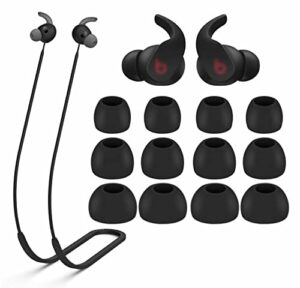 strap ear tips kit compatible with beats fit pro, anti-lost soft silicone lanyard neck rope cord lease replacement gel eartips skin accessories compatible with beats fit pro - black