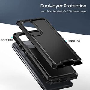 for Motorola Edge 2022 Case, Moto Edge 2022 Heavy Duty Case with Screen Protector, Military Grade Drop Proof Cover, Dual Layer Rugged Protective Shell (Black)