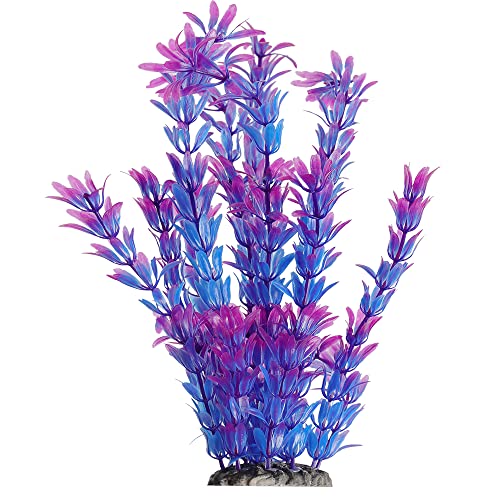 OSOPOLA 2 PCS Artificial Water Plants Décor - 11 Inch Purple Emulational Plastic Aquatic Plants with Fluffy Leaf Ornaments for Home Office Fish Tank Aquarium Decorations FD02PE0A