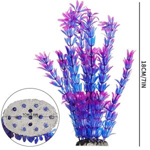 OSOPOLA 2 PCS Artificial Water Plants Décor - 11 Inch Purple Emulational Plastic Aquatic Plants with Fluffy Leaf Ornaments for Home Office Fish Tank Aquarium Decorations FD02PE0A