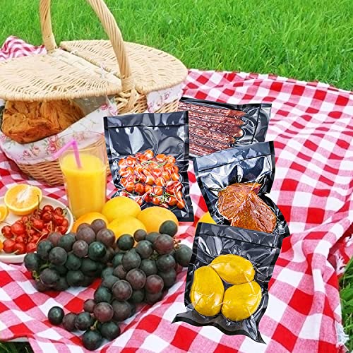 CANLENPK 4x8Inch/10x20cm Small Black Back and Clear Front Vacuum Sealer Bags,Food Storage Bag,Seal Meal Snack Fruit Nut,Boil Steam Heat Freeze,Commercial Grade Heavy Duty Sealable Bags (100PCS)