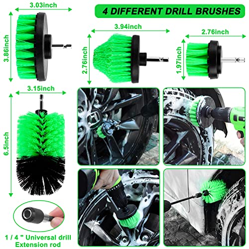 Aucurwen 29Pcs Car Detailing Brush Set, Car Detailing Kit, Auto Detailing Drill Brush Set, Car Polishing & Buffing Pads Kit, Car Cleaning Wash Kit for Interior, Exterior, Wheels, Carpet, Bathroom