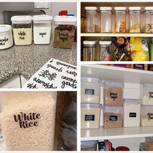 Pantry Labels Spice Jar Labels for Food Containers 168Pcs Kitchen Food Stickers Labels for Storage Bins Bottles Containers Black Text Preprinted Waterproof Removable