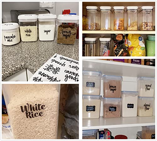 Pantry Labels Spice Jar Labels for Food Containers 168Pcs Kitchen Food Stickers Labels for Storage Bins Bottles Containers Black Text Preprinted Waterproof Removable