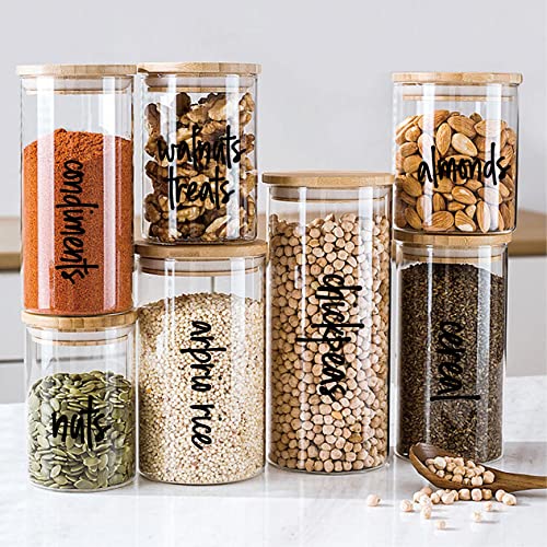 Pantry Labels Spice Jar Labels for Food Containers 168Pcs Kitchen Food Stickers Labels for Storage Bins Bottles Containers Black Text Preprinted Waterproof Removable