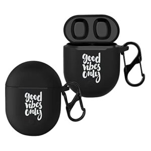 kwmobile Silicone Case Compatible with Xiaomi Redmi Airdots 3 Pro/Buds 3 Pro - Case Soft Cover - Good Vibes Phrase White/Black