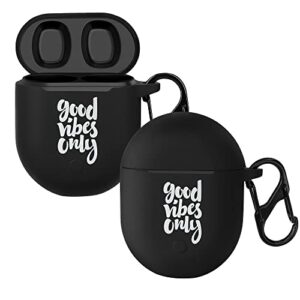 kwmobile silicone case compatible with xiaomi redmi airdots 3 pro/buds 3 pro - case soft cover - good vibes phrase white/black