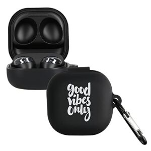 kwmobile silicone case compatible with samsung galaxy buds 2 pro/buds 2 / buds live - case soft cover - good vibes phrase white/black