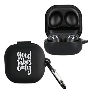 kwmobile Silicone Case Compatible with Samsung Galaxy Buds 2 Pro/Buds 2 / Buds Live - Case Soft Cover - Good Vibes Phrase White/Black