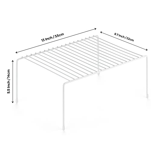 Ravinte 2 Pack Freezer Shelf Organizer, Cabinet Storage Shelf with Rustproof Metal Wire, Kitchen Cabinet Organizer Spice Rack for Frige, Pantry, Cupboard, Countertop - White