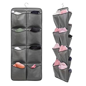 anizer dual sided hanging closet organizer shoe rack holder with 26 large pockets (grey)