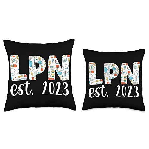 Student LPN Graduation Est. 2023 Licensed Practical LPN Nurse to Be Throw Pillow, 18x18, Multicolor