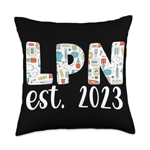 student lpn graduation est. 2023 licensed practical lpn nurse to be throw pillow, 18x18, multicolor