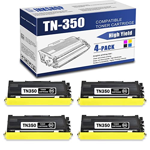 TN350 Compatible TN-350 Black Toner Cartridge Replacement for Brother TN-350 DCP-7010 DCP-7020 IntelliFax 2820 MFC-7220 HL-2040 HL-2040N Toner.(4 Pack)