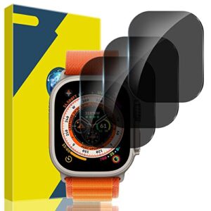 [ 3 pack ] ymhml privacy screen protector compatible for apple watch ultra 2 / ultra 49mm, tempered glass anti-spy waterproof anti-scratch bubble-free film for iwatch ultra accessories