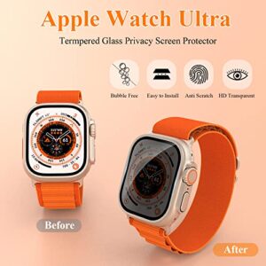 [ 3 Pack ] YMHML Privacy Screen Protector Compatible for Apple Watch Ultra 2 / Ultra 49mm, Tempered Glass Anti-Spy Waterproof Anti-Scratch Bubble-Free Film for iWatch Ultra Accessories