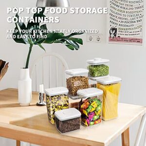 Tourdeus Pop Container 8-Piece Airtight Food Storage with Lids, BPA-Free Leakproof Stackable - Ideal for Flour Cereal Snacks & Pantry Organization - 3.5Qt, 2.9Qt, 2.1Qt, 1.3Qt Sizes