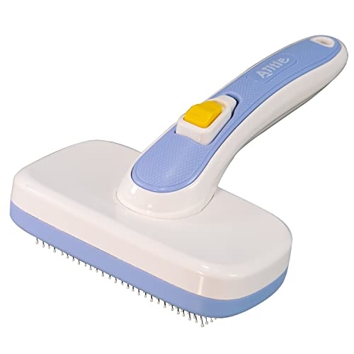 AIITLE Self-Cleaning Slicker Brush for Dogs, Cats - Shedding and Grooming Tool for Pets - Remove Loose Hair, Fur, Tangled Hair, Knots for Large Medium Small Sensitive Dogs, Cats, Rabbit & More Blue