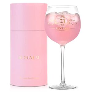 roraem wine glasses engraved unique gifts for her, young women turning 21 years old vintage decoration for 21st birthday - 22oz