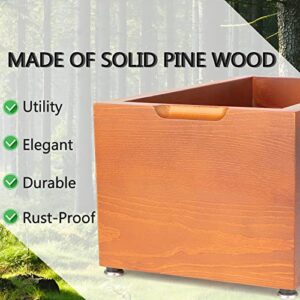 Kitchen Countertop Pine Wood Compost Bin, Stainless Steel Smell Proof Anti-Rust Insert with Lid and Pine Wood Box - 1.6 Gal (Brown)