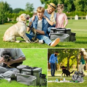 Petcute Dog Travel Bag for Large Dog, Airline Approved for Dog and Cat, Camping Essentials with 2 Food Containers, 2 Collapsible Bowls, Weekend Tote Organizer for Travel Camping