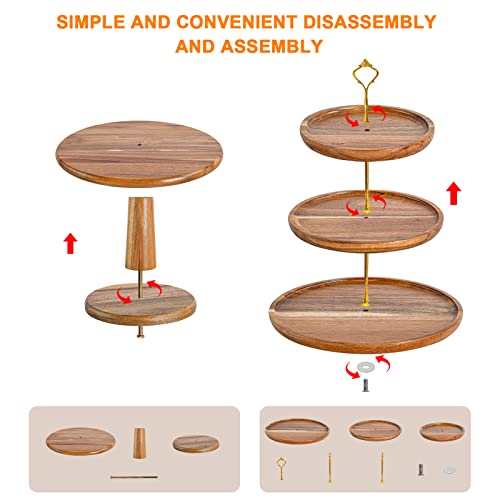 Set of 3,Lwhaoye Acacia Wood Dessert Stands Table Display Set,Tall 12 inch Rustic Dessert Cup Cake Stand for Weddings Birthdays Holidays Housewarming