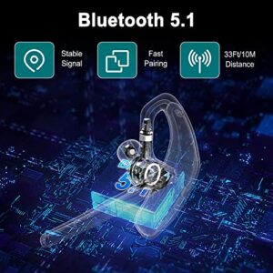 Gixxted Bluetooth Headset, V5.1 Wireless Headset with Noise Canceling Microphone, 110 Hours Work time Bluetooth Earpiece with 500mAh Battery, Compatible with Cell Phones and PC