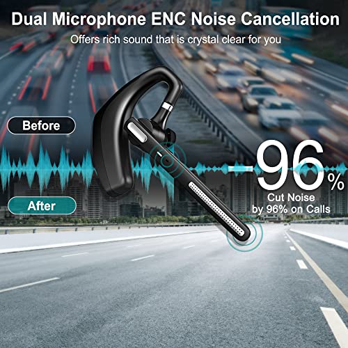 Gixxted Bluetooth Headset, V5.1 Wireless Headset with Noise Canceling Microphone, 110 Hours Work time Bluetooth Earpiece with 500mAh Battery, Compatible with Cell Phones and PC