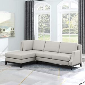 farati sectional sofa l shape with left chaise, modern leather couch for living room small space, silver grey