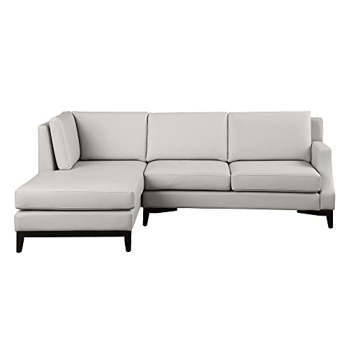 Farati Sectional Sofa L Shape with Left Chaise, Modern Leather Couch for Living Room Small Space, Silver Grey