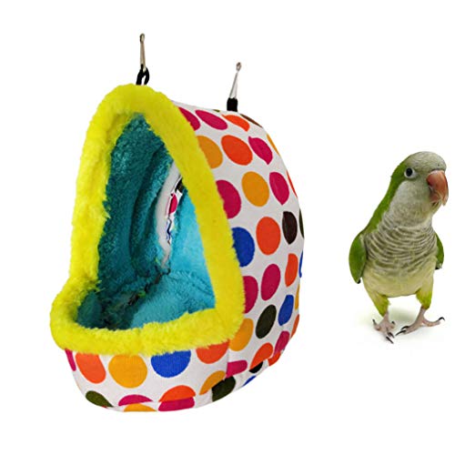 ULTECHNOVO Bird Hanging Hammock House, Winter Warm Thicken Plush Nest Nest Parrot Hammock Bird Sleeping Bed for Conure Lovebird Parakeet Chinchilla Guinea Squirrel Cage Accessory(Size S)