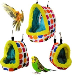 ULTECHNOVO Bird Hanging Hammock House, Winter Warm Thicken Plush Nest Nest Parrot Hammock Bird Sleeping Bed for Conure Lovebird Parakeet Chinchilla Guinea Squirrel Cage Accessory(Size S)