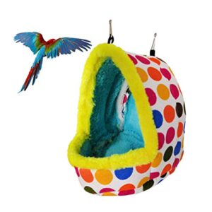 ULTECHNOVO Bird Hanging Hammock House, Winter Warm Thicken Plush Nest Nest Parrot Hammock Bird Sleeping Bed for Conure Lovebird Parakeet Chinchilla Guinea Squirrel Cage Accessory(Size S)