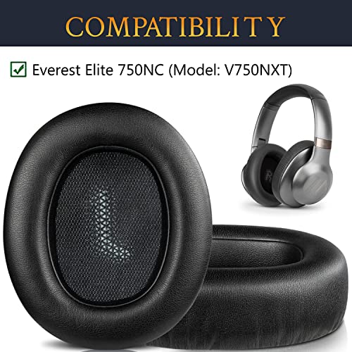 SOULWIT Earpads Replacement for JBL Everest Elite 750 (750NC Model: V750NXT) Headphones, Ear Pads Cushions with High-Density Noise Isolation Foam, Softer Protein Leather - Black