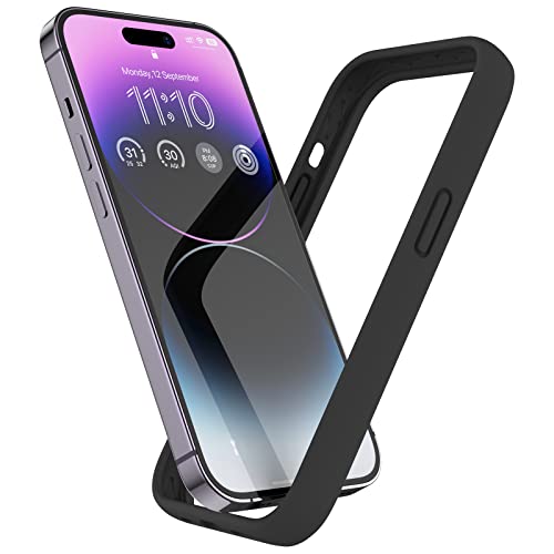 K TOMOTO Compatible iPhone 14 Pro Bumper Case (6.1 Inch), Liquid Silicone Bumper Case [Shock-Absorb] [Raised Edge Protection] [Drop Protection] [Silky and Soft Touch] Frame Bumper Case, Black