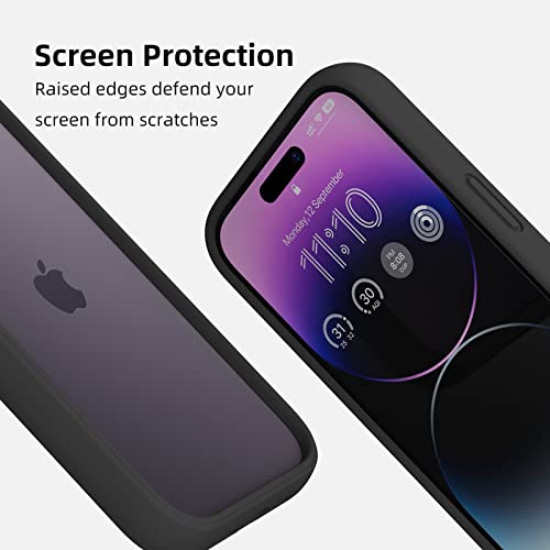 K TOMOTO Compatible iPhone 14 Pro Bumper Case (6.1 Inch), Liquid Silicone Bumper Case [Shock-Absorb] [Raised Edge Protection] [Drop Protection] [Silky and Soft Touch] Frame Bumper Case, Black