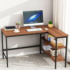 POINTANT L-Shaped Desk Computer Gaming Desk Home Office Desk Reversible Corner Desk with Storage Shelves, Study Writing Table Workstation for Home Office Small Space 46''