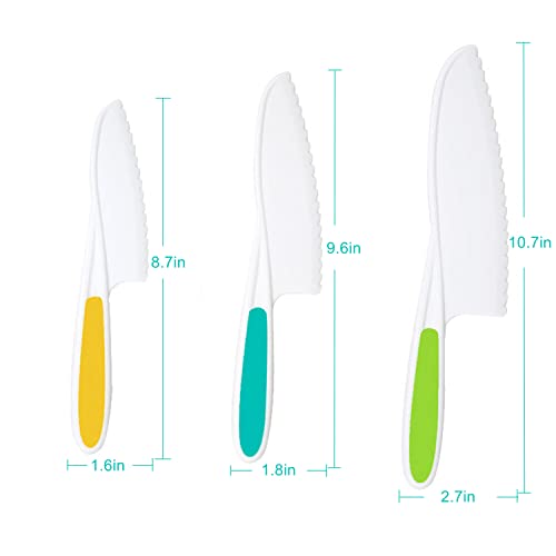 JIANYI Kids Knife Set, Kitchen Baking Knife Set for Cooking and Cutting Fruits, Bread, Lettuce, Veggies Cake, Plastic Kid Safe Knife Set for Little Hands - Set of 3