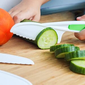 JIANYI Kids Knife Set, Kitchen Baking Knife Set for Cooking and Cutting Fruits, Bread, Lettuce, Veggies Cake, Plastic Kid Safe Knife Set for Little Hands - Set of 3