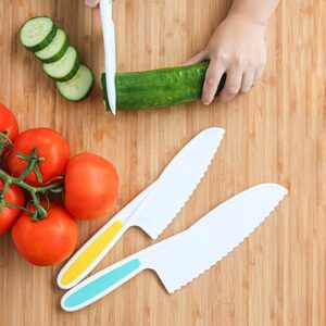 JIANYI Kids Knife Set, Kitchen Baking Knife Set with Crinkle Cutter, Serrated Edges Plastic Toddler Knife Kids Safe Knives for Real Cooking & Cutting Fruit, Bread, Lettuce - Set of 4