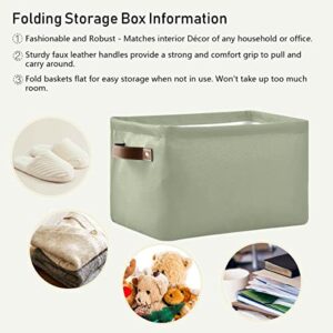 xigua Sage Green Solid Color Storage Basket Durable Canvas Storage Bins with Handles Large Collapsible Storage Bins Boxes for Shelves,Home Office,Toys,Closet & Laundry- 1PCS