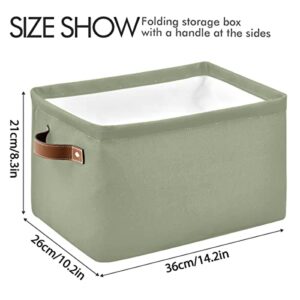 xigua Sage Green Solid Color Storage Basket Durable Canvas Storage Bins with Handles Large Collapsible Storage Bins Boxes for Shelves,Home Office,Toys,Closet & Laundry- 1PCS