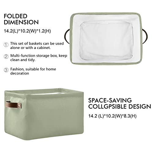 xigua Sage Green Solid Color Storage Basket Durable Canvas Storage Bins with Handles Large Collapsible Storage Bins Boxes for Shelves,Home Office,Toys,Closet & Laundry- 1PCS
