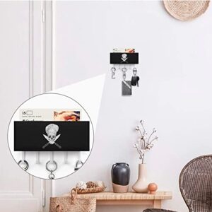 Skull-Chef Cooking Skull Funny Key Holder Wall Cute Decorative Mounted with Mail Shelf 5 Hooks for Home Office