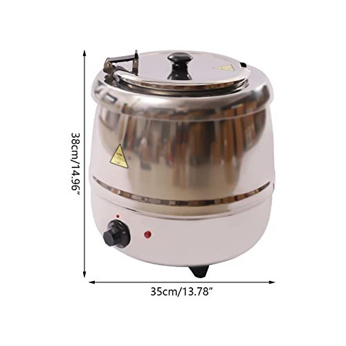 Commercial Soup Kettle Warmer with Lid and Removable Stainless-Steel Pot Insert, Silver Countertop Food Kettle Warmer for Buffet, Restaurant, Party, Event, and Catering, Large, Electric