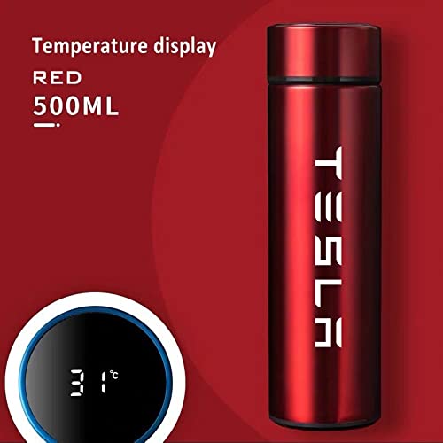 CAUZAMARE 17 oz TES1A Logo Frosted Travel Mugs & Tumblers Vacuum Insulated Stainless Steel Thermal Bottle Fashion Business Thermal Cup for Hot or Cold Drink Coffee Or Tea (Red)